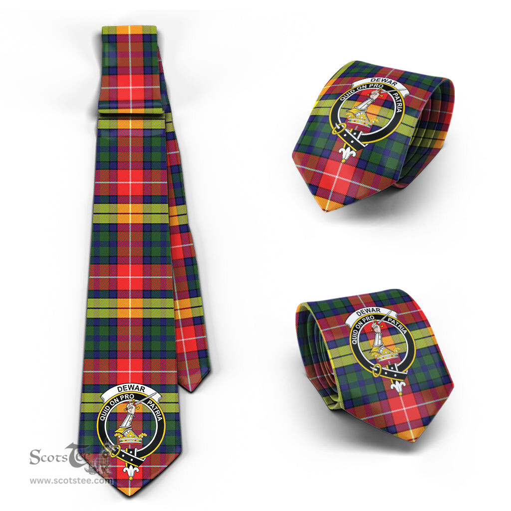 Scottish Dewar Tartan Tie with Family Crest Tartan Plaid NeckTie Scottish Plaid Tartan Plaid - ScotsTee - scotstee.com