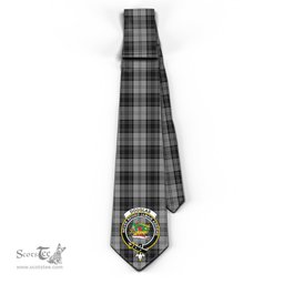 Scottish Douglas Grey Tartan Tie with Family Crest Tartan Plaid NeckTie Scottish Plaid Tartan Plaid - ScotsTee - scotstee.com
