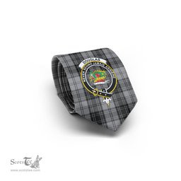 Scottish Douglas Grey Tartan Tie with Family Crest Tartan Plaid NeckTie Scottish Plaid Tartan Plaid - ScotsTee - scotstee.com
