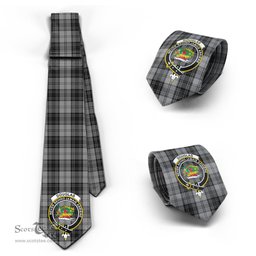 Scottish Douglas Grey Tartan Tie with Family Crest Tartan Plaid NeckTie Scottish Plaid Tartan Plaid - ScotsTee - scotstee.com