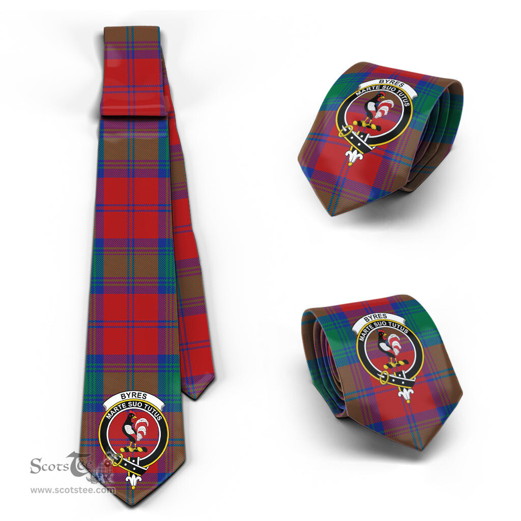 Scottish Byres (Byses) Tartan Tie with Family Crest Tartan Plaid NeckTie Scottish Plaid Tartan Plaid - ScotsTee - scotstee.com