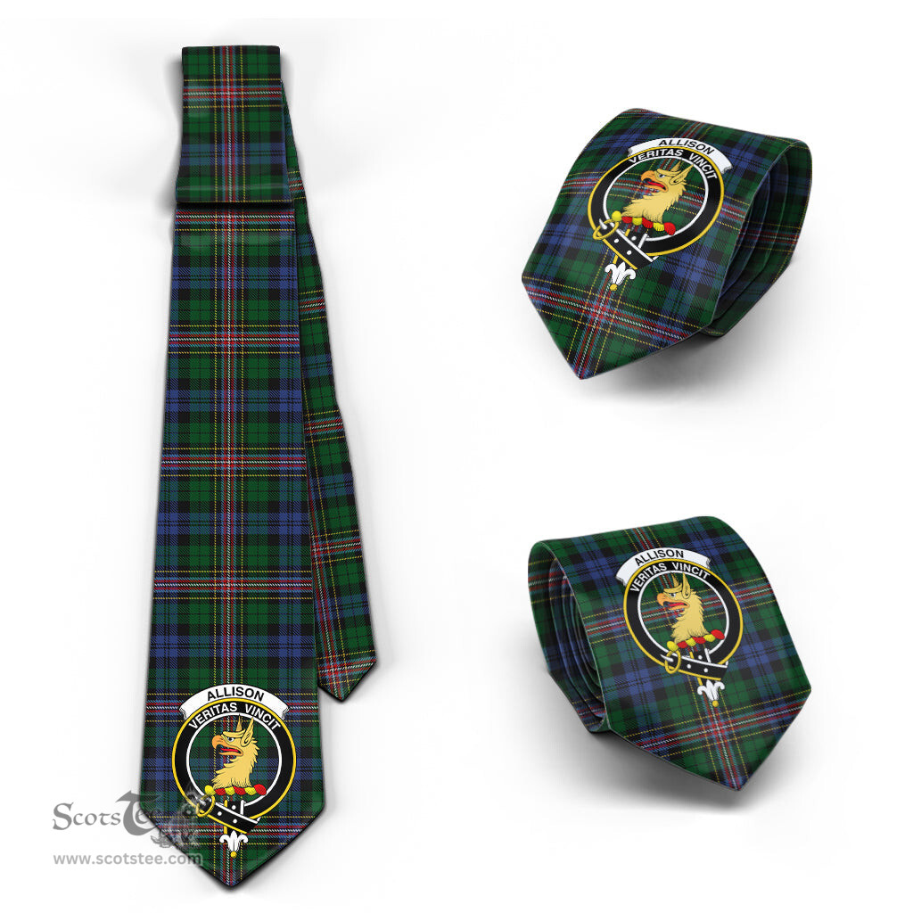 Scottish Allison Tartan Tie with Family Crest Tartan Plaid NeckTie Scottish Plaid Tartan Plaid - ScotsTee - scotstee.com