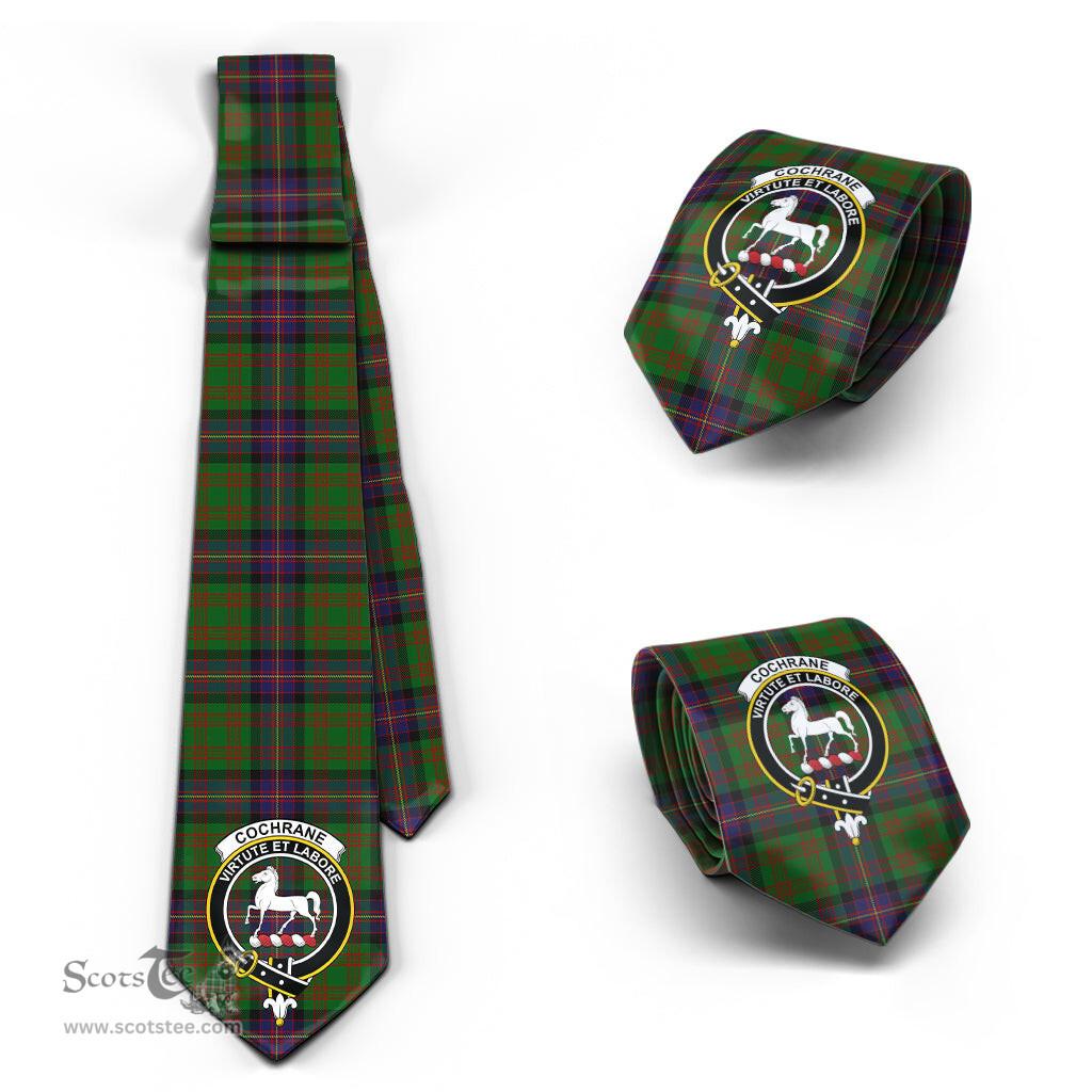 Scottish Cochrane Tartan Tie with Family Crest Tartan Plaid NeckTie Scottish Plaid Tartan Plaid - ScotsTee - scotstee.com