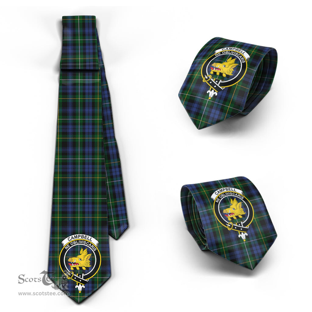 Scottish Campbell of Argyll #01 Tartan Tie with Family Crest Tartan Plaid NeckTie Scottish Plaid Tartan Plaid - ScotsTee - scotstee.com