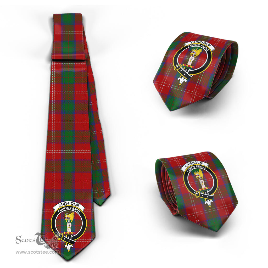 Scottish Chisholm Tartan Tie with Family Crest Tartan Plaid NeckTie Scottish Plaid Tartan Plaid - ScotsTee - scotstee.com