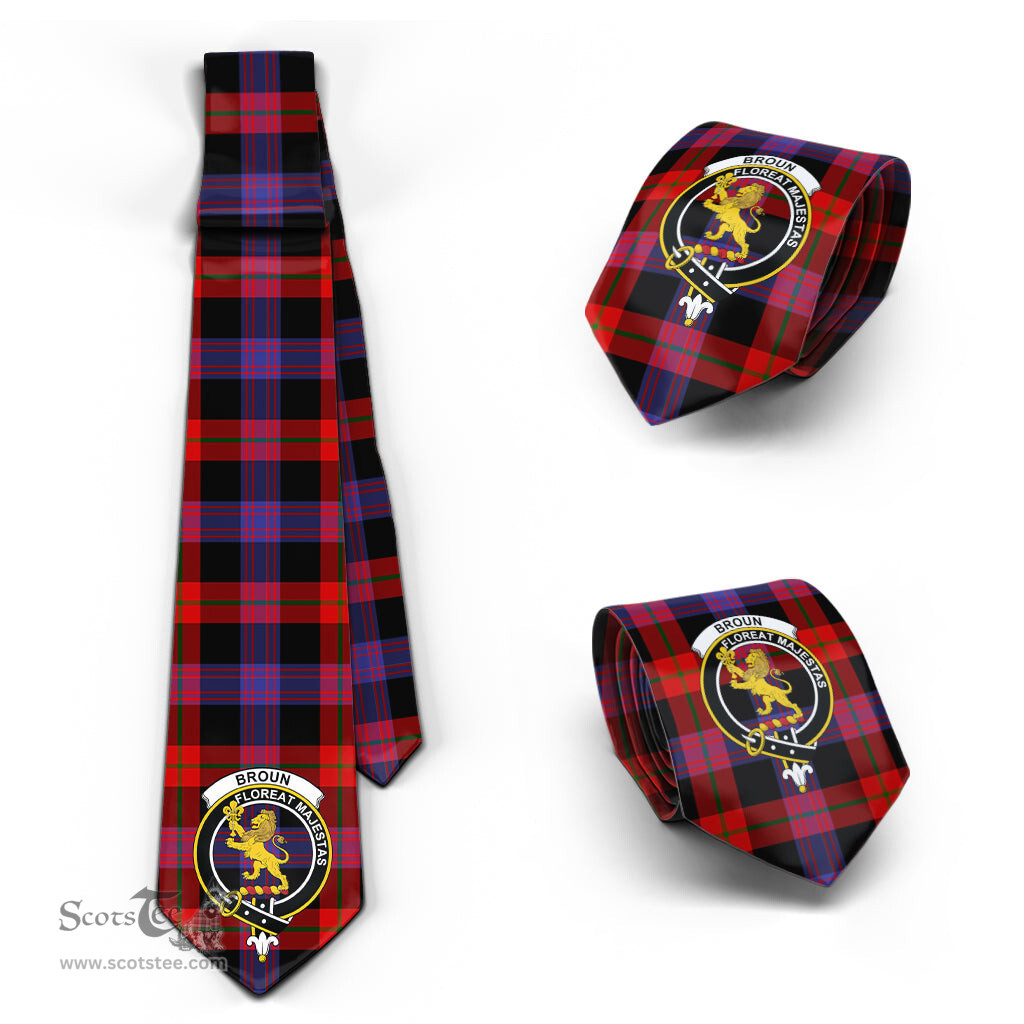 Scottish Broun Modern Tartan Tie with Family Crest Tartan Plaid NeckTie Scottish Plaid Tartan Plaid - ScotsTee - scotstee.com