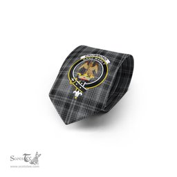 Scottish Drummond Grey Tartan Tie with Family Crest Tartan Plaid NeckTie Scottish Plaid Tartan Plaid - ScotsTee - scotstee.com