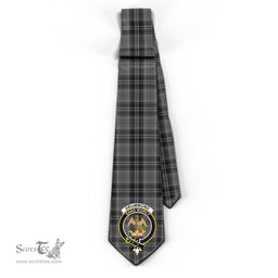 Scottish Drummond Grey Tartan Tie with Family Crest Tartan Plaid NeckTie Scottish Plaid Tartan Plaid - ScotsTee - scotstee.com