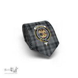 Scottish Drummond Grey Tartan Tie with Family Crest Tartan Plaid NeckTie Scottish Plaid Tartan Plaid - ScotsTee - scotstee.com
