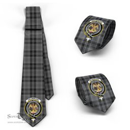 Scottish Drummond Grey Tartan Tie with Family Crest Tartan Plaid NeckTie Scottish Plaid Tartan Plaid - ScotsTee - scotstee.com