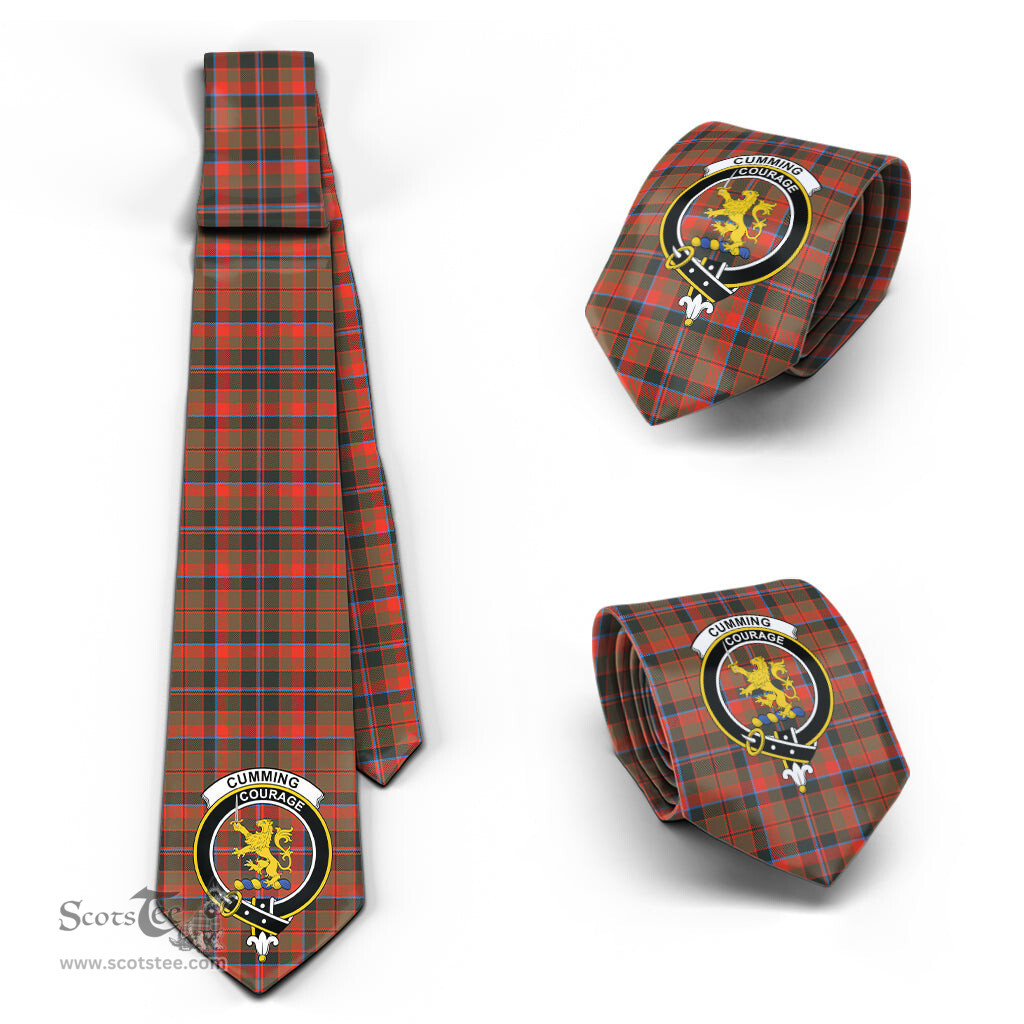 Scottish Cumming Hunting Weathered Tartan Tie with Family Crest Tartan Plaid NeckTie Scottish Plaid Tartan Plaid - ScotsTee - scotstee.com