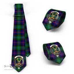 Scottish Calder Modern Tartan Tie with Family Crest Tartan Plaid NeckTie Scottish Plaid Tartan Plaid - ScotsTee - scotstee.com
