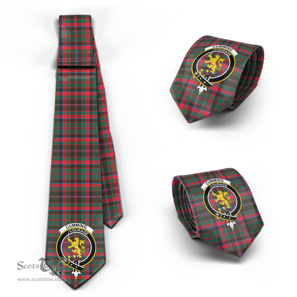 Scottish Cumming Hunting Modern Tartan Tie with Family Crest Tartan Plaid NeckTie Scottish Plaid Tartan Plaid - ScotsTee - scotstee.com
