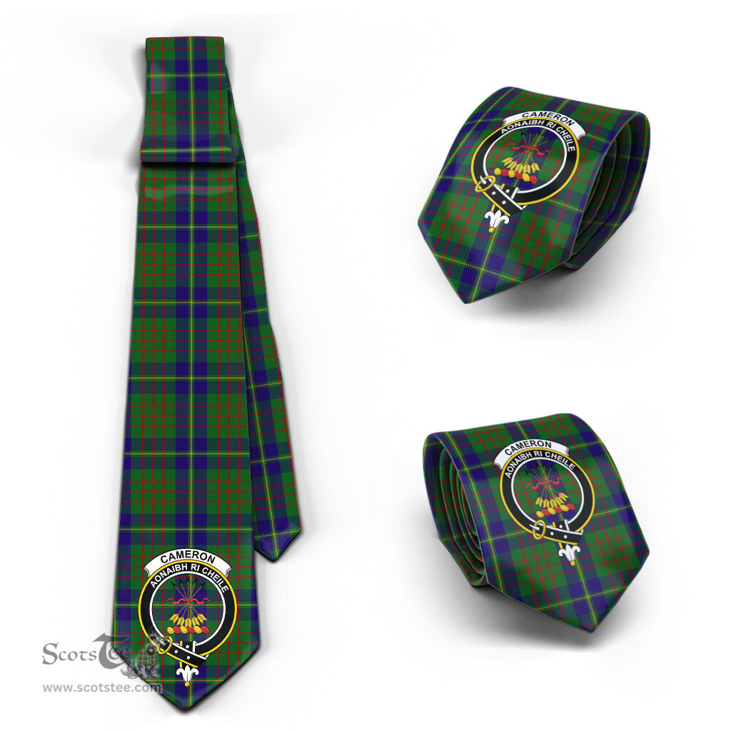 Scottish Cameron of Lochiel Hunting Tartan Tie with Family Crest Tartan Plaid NeckTie Scottish Plaid Tartan Plaid - ScotsTee - scotstee.com