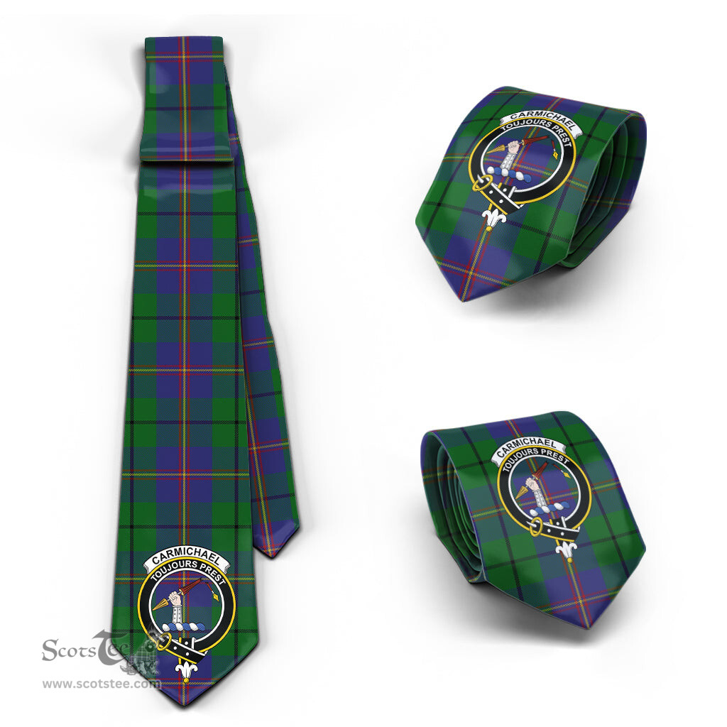 Scottish Carmichael Tartan Tie with Family Crest Tartan Plaid NeckTie Scottish Plaid Tartan Plaid - ScotsTee - scotstee.com