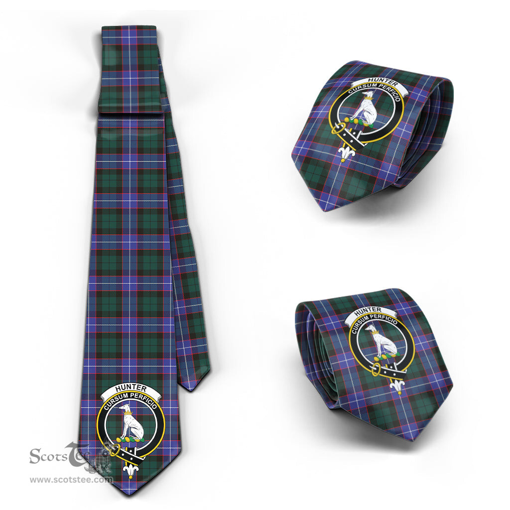 Scottish Hunter Modern Tartan Tie with Family Crest Tartan Plaid NeckTie Scottish Plaid Tartan Plaid - ScotsTee - scotstee.com
