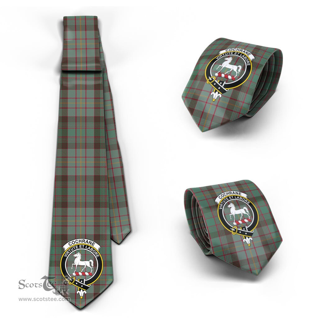 Scottish Cochrane Hunting Tartan Tie with Family Crest Tartan Plaid NeckTie Scottish Plaid Tartan Plaid - ScotsTee - scotstee.com