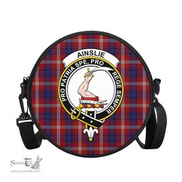 Scottish Ainslie Tartan Round Crossbody Bags - Round Purse with Family Crest Scottish Plaid Tartan Plaid - ScotsTee - scotstee.com
