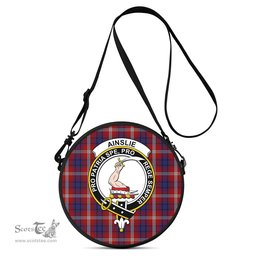 Scottish Ainslie Tartan Round Crossbody Bags - Round Purse with Family Crest Scottish Plaid Tartan Plaid - ScotsTee - scotstee.com