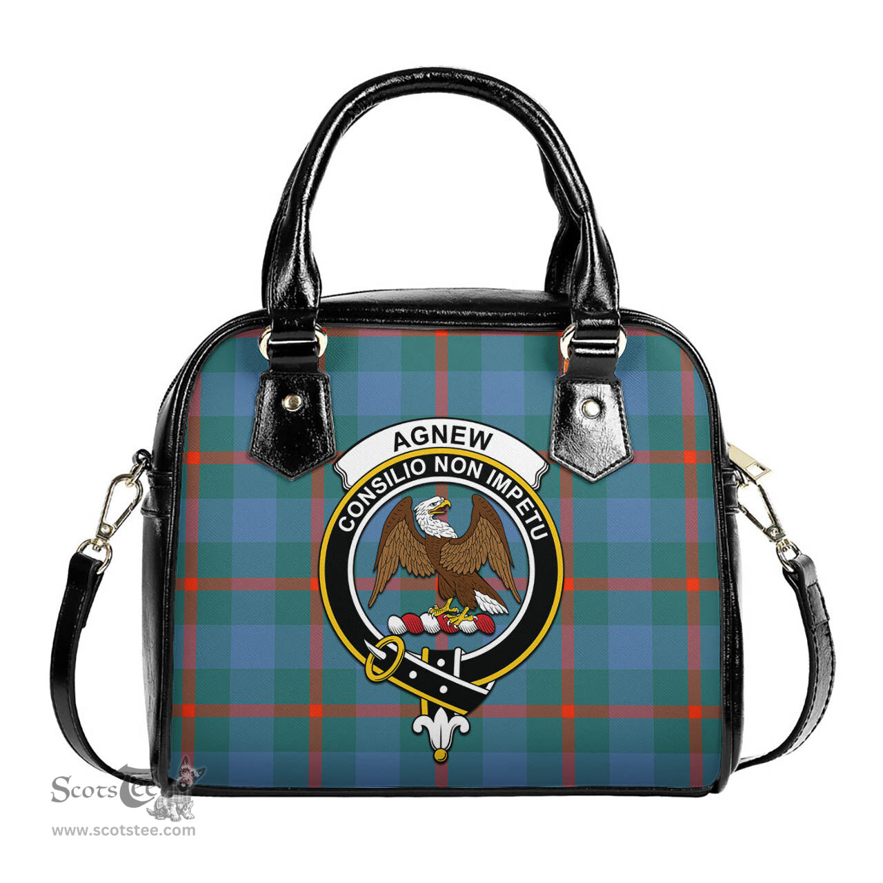Scottish Agnew Ancient Tartan Shoulder Handbags with Family Crest Scottish Plaid Tartan Plaid - ScotsTee - scotstee.com