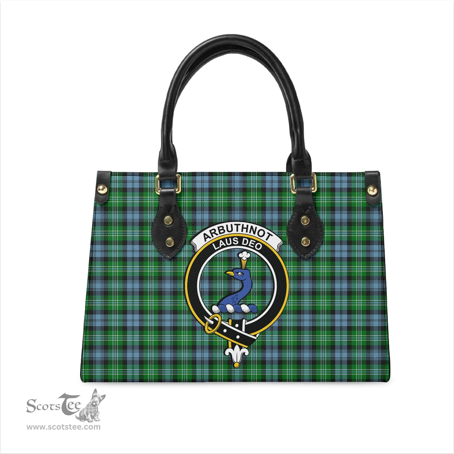 Scottish Arbuthnot Ancient Tartan Leather Bag for Women with Family Crest Scottish Plaid Tartan Plaid - ScotsTee - scotstee.com