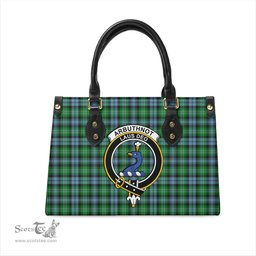 Scottish Arbuthnot Ancient Tartan Leather Bag for Women with Family Crest Scottish Plaid Tartan Plaid - ScotsTee - scotstee.com