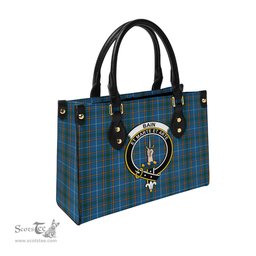 Scottish Bain Tartan Leather Bag for Women with Family Crest Scottish Plaid Tartan Plaid - ScotsTee - scotstee.com