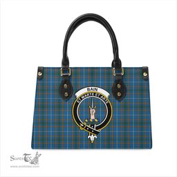 Scottish Bain Tartan Leather Bag for Women with Family Crest Scottish Plaid Tartan Plaid - ScotsTee - scotstee.com