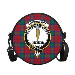 Scottish Auchinleck Tartan Round Crossbody Bags - Round Purse with Family Crest Scottish Plaid Tartan Plaid - ScotsTee - scotstee.com
