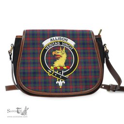 Scottish Allison Red Tartan Saddle Crossbody Bag with Family Crest Scottish Plaid Tartan Plaid - ScotsTee - scotstee.com