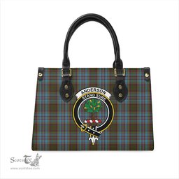 Scottish Anderson Tartan Leather Bag for Women with Family Crest Scottish Plaid Tartan Plaid - ScotsTee - scotstee.com