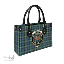 Scottish Baillie Ancient Tartan Leather Bag for Women with Family Crest Scottish Plaid Tartan Plaid - ScotsTee - scotstee.com