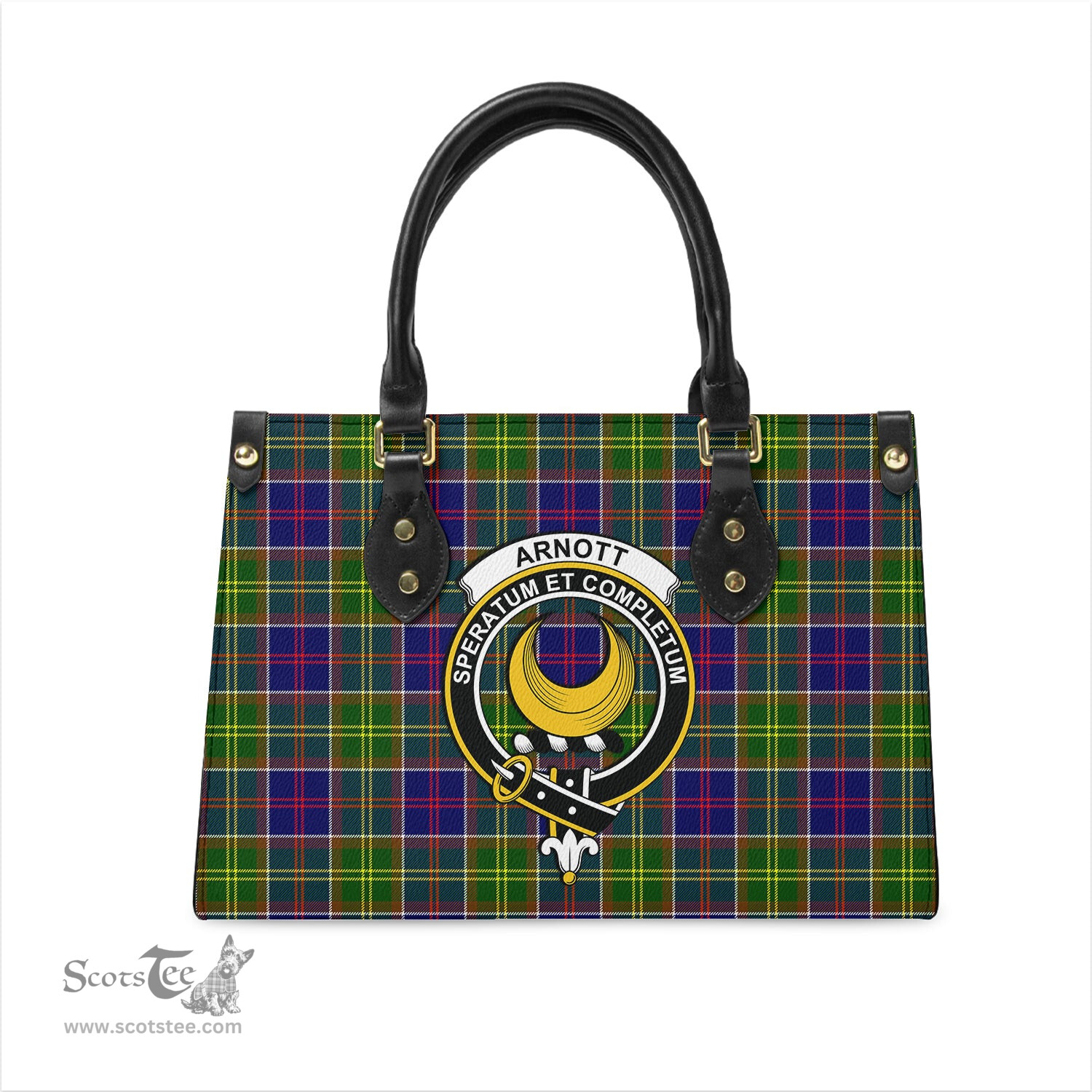 Scottish Arnott Tartan Leather Bag for Women with Family Crest Scottish Plaid Tartan Plaid - ScotsTee - scotstee.com