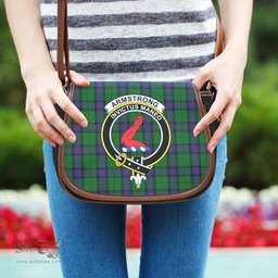 Scottish Armstrong Tartan Saddle Crossbody Bag with Family Crest Scottish Plaid Tartan Plaid - ScotsTee - scotstee.com