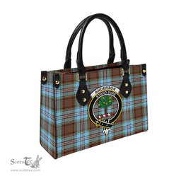 Scottish Anderson Ancient Tartan Leather Bag for Women with Family Crest Scottish Plaid Tartan Plaid - ScotsTee - scotstee.com