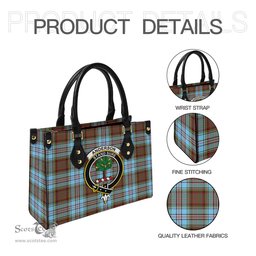 Scottish Anderson Ancient Tartan Leather Bag for Women with Family Crest Scottish Plaid Tartan Plaid - ScotsTee - scotstee.com