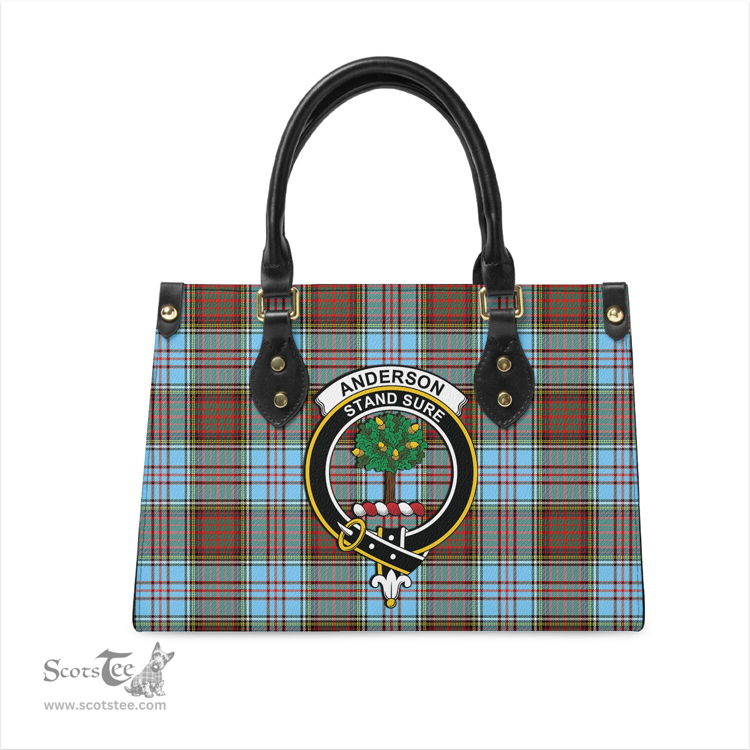 Scottish Anderson Ancient Tartan Leather Bag for Women with Family Crest Scottish Plaid Tartan Plaid - ScotsTee - scotstee.com