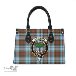 Scottish Anderson Ancient Tartan Leather Bag for Women with Family Crest Scottish Plaid Tartan Plaid - ScotsTee - scotstee.com