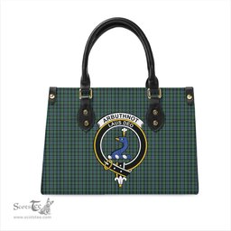 Scottish Arbuthnot Tartan Leather Bag for Women with Family Crest Scottish Plaid Tartan Plaid - ScotsTee - scotstee.com