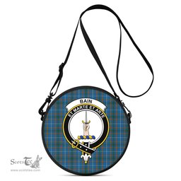 Scottish Bain Tartan Round Crossbody Bags - Round Purse with Family Crest Scottish Plaid Tartan Plaid - ScotsTee - scotstee.com
