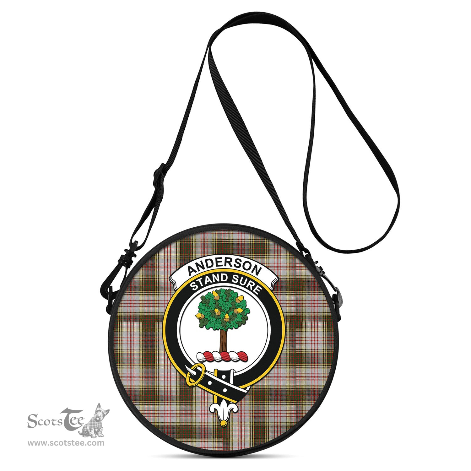 Scottish Anderson Dress Tartan Round Crossbody Bags - Round Purse with Family Crest Scottish Plaid Tartan Plaid - ScotsTee - scotstee.com