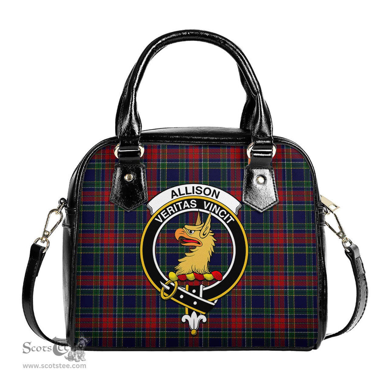 Scottish Allison Red Tartan Shoulder Handbags with Family Crest Scottish Plaid Tartan Plaid - ScotsTee - scotstee.com
