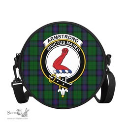 Scottish Armstrong Tartan Round Crossbody Bags - Round Purse with Family Crest Scottish Plaid Tartan Plaid - ScotsTee - scotstee.com