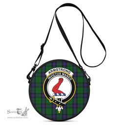 Scottish Armstrong Tartan Round Crossbody Bags - Round Purse with Family Crest Scottish Plaid Tartan Plaid - ScotsTee - scotstee.com