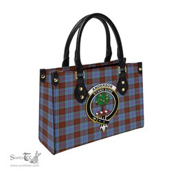 Scottish Anderson Modern Tartan Leather Bag for Women with Family Crest Scottish Plaid Tartan Plaid - ScotsTee - scotstee.com