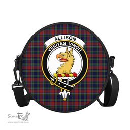 Scottish Allison Red Tartan Round Crossbody Bags - Round Purse with Family Crest Scottish Plaid Tartan Plaid - ScotsTee - scotstee.com