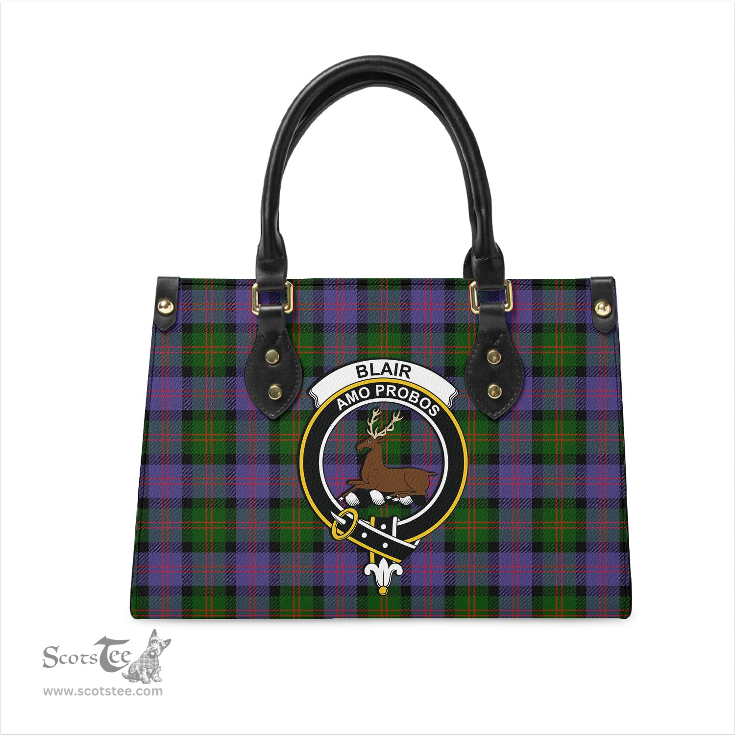 Scottish Blair Modern Tartan Leather Bag for Women with Family Crest Scottish Plaid Tartan Plaid - ScotsTee - scotstee.com