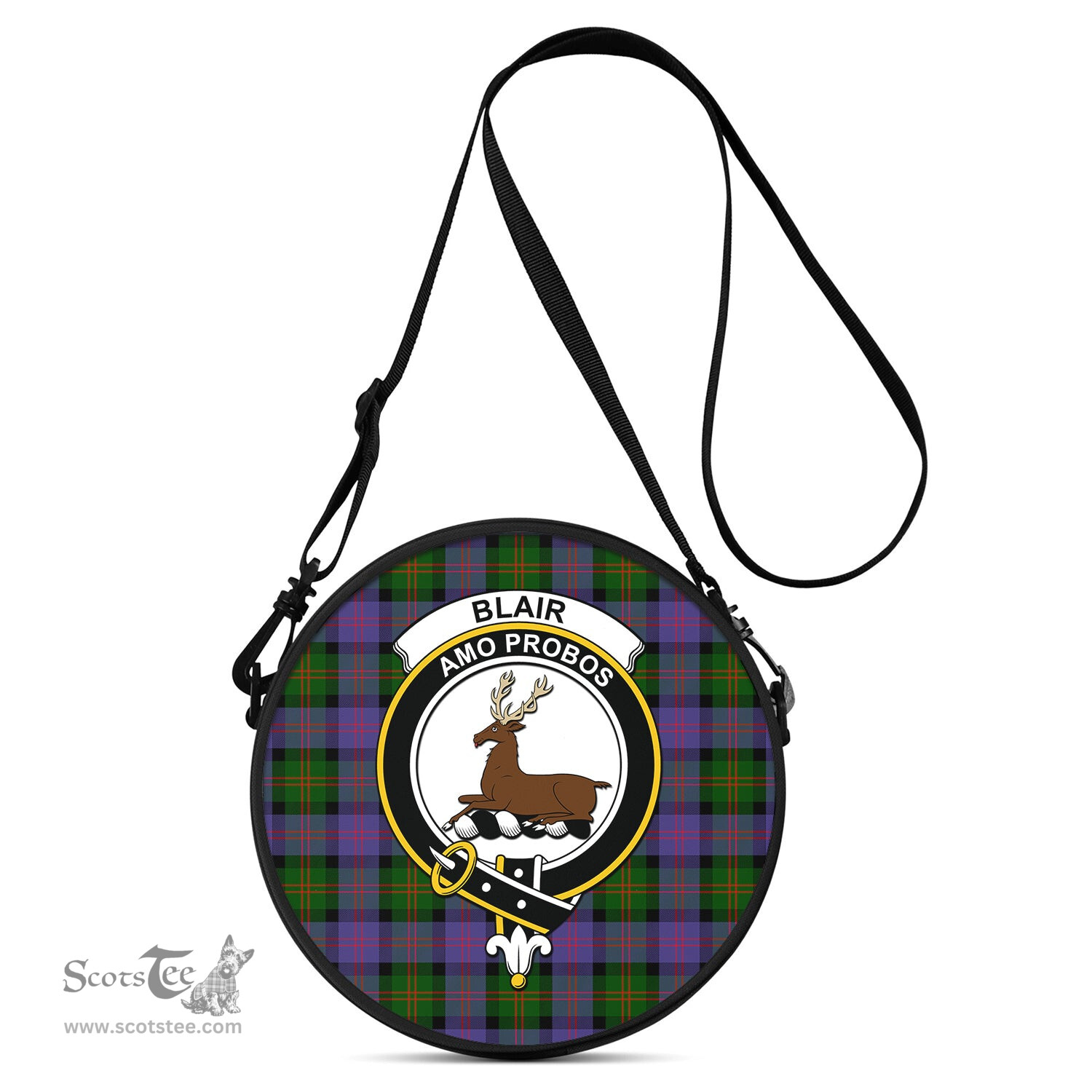 Scottish Blair Modern Tartan Round Crossbody Bags - Round Purse with Family Crest Scottish Plaid Tartan Plaid - ScotsTee - scotstee.com