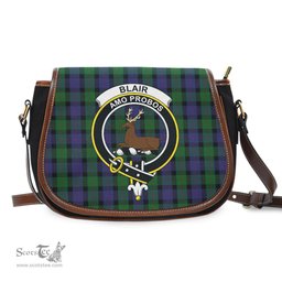 Scottish Blair Tartan Saddle Crossbody Bag with Family Crest Scottish Plaid Tartan Plaid - ScotsTee - scotstee.com