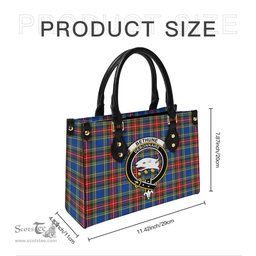 Scottish Bethune Tartan Leather Bag for Women with Family Crest Scottish Plaid Tartan Plaid - ScotsTee - scotstee.com